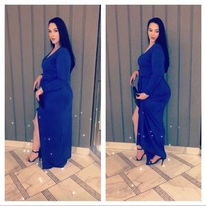 Blue wrap maxi dress